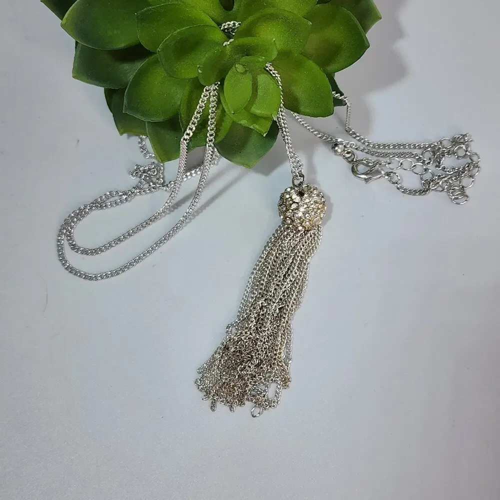 🌻3 for $18 Silver Tassel Long Necklace